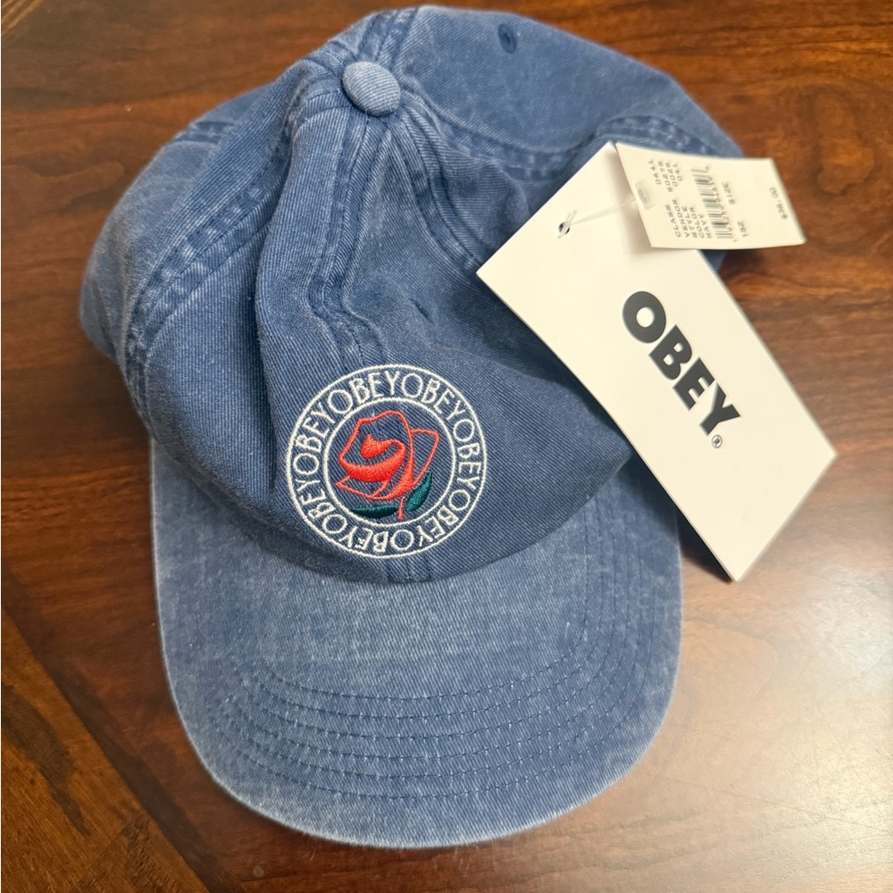 NWT - Obey Blue Denim Baseball Hat